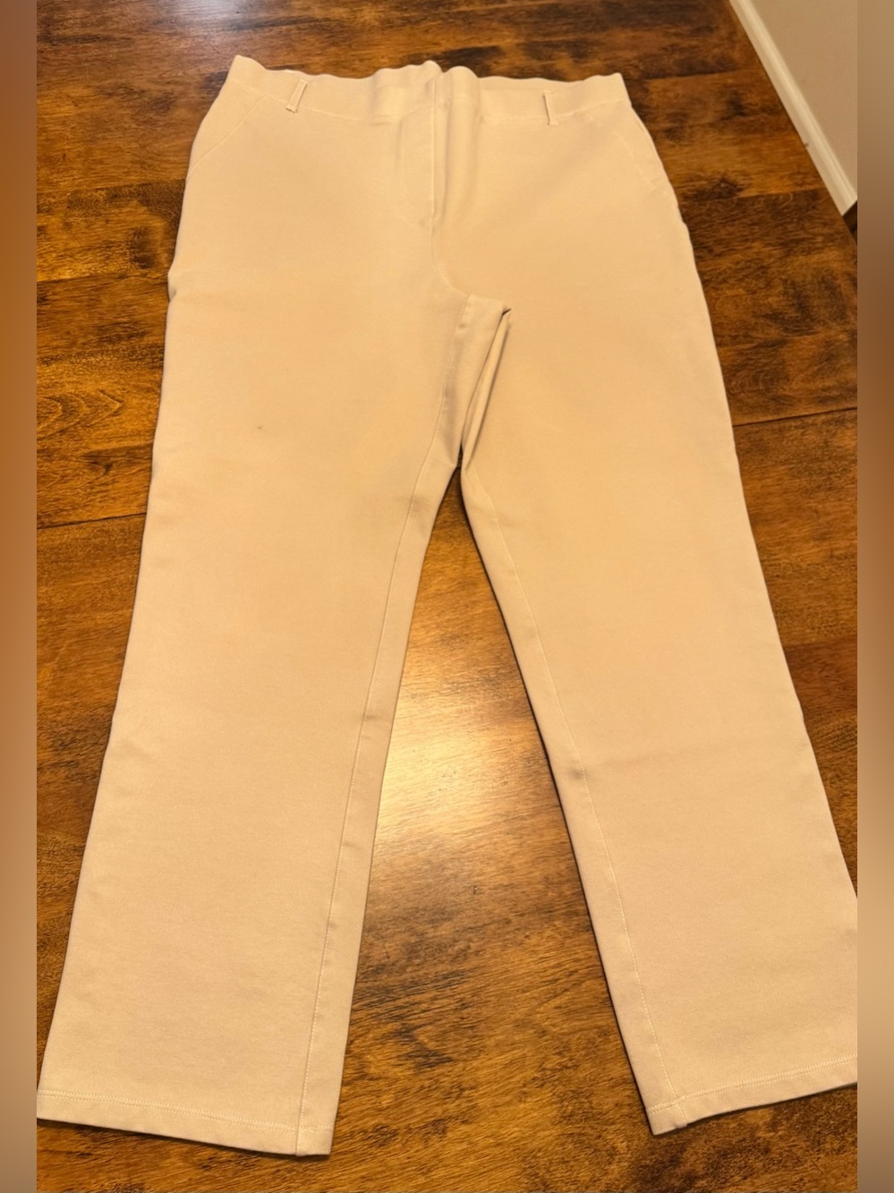 Quince Ultra Stretch Ponte Straight Leg Cropped pants Size XL Beige